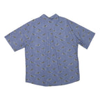 WOOLRICH Mens Blue Shirt M Cotton Blend Dog Print Casual Summer Button Shirt