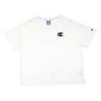 CHAMPION Womens White Graphic T-Shirt L Short Sleeve Crew Neck Cotton Blend