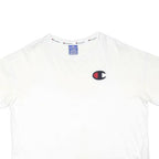 CHAMPION Womens White Graphic T-Shirt L Short Sleeve Crew Neck Cotton Blend