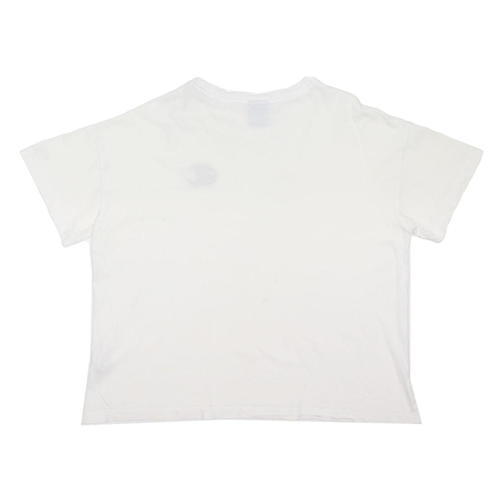 CHAMPION Womens White Graphic T-Shirt L Short Sleeve Crew Neck Cotton Blend