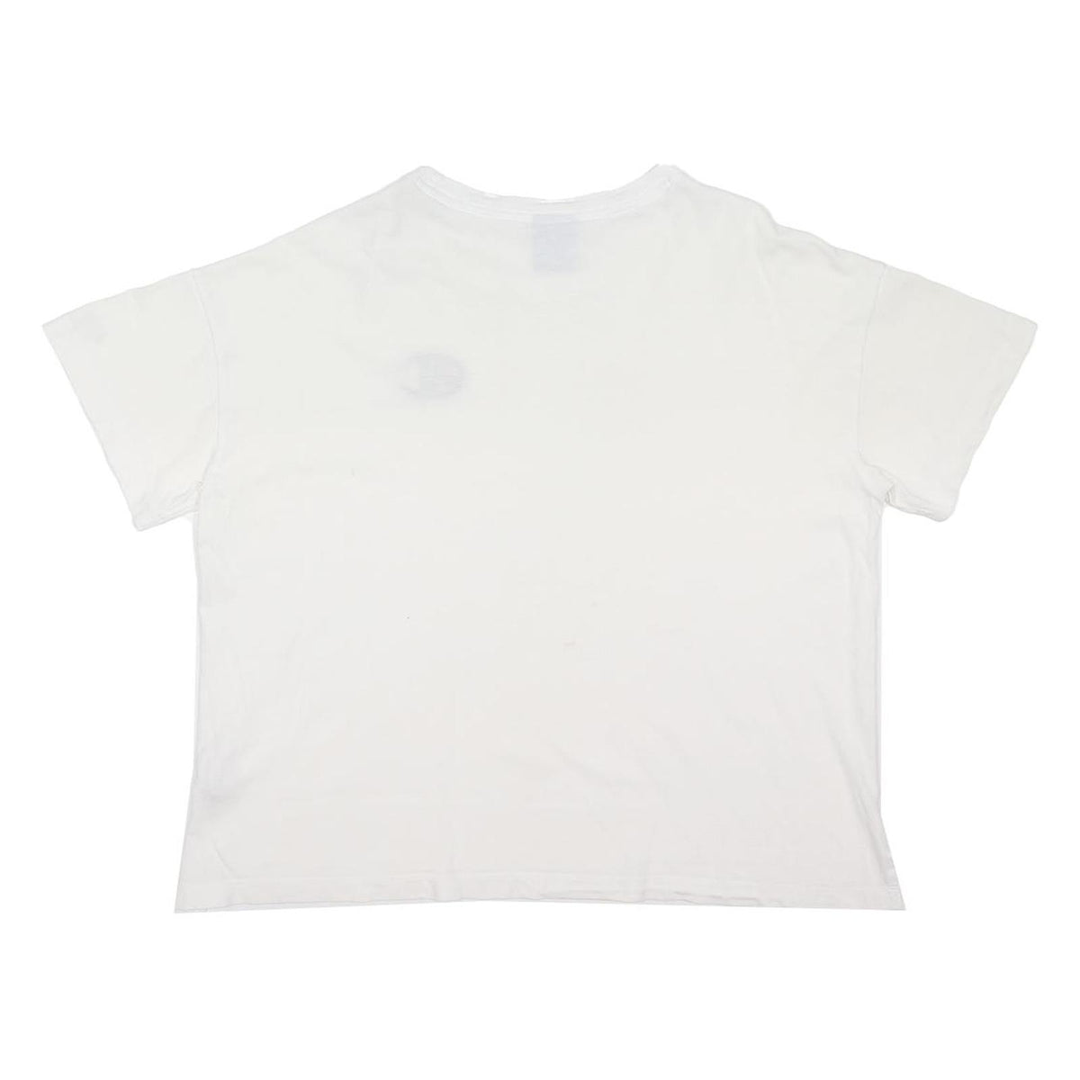 CHAMPION Womens White Graphic T-Shirt L Short Sleeve Crew Neck Cotton Blend