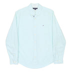 TOMMY HILFIGER Mens Light Blue Cotton Shirt M Classic Fit Button-Down Collar