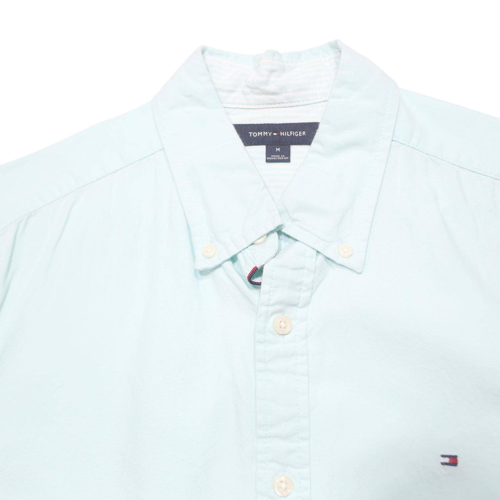 TOMMY HILFIGER Mens Light Blue Cotton Shirt M Classic Fit Button-Down Collar