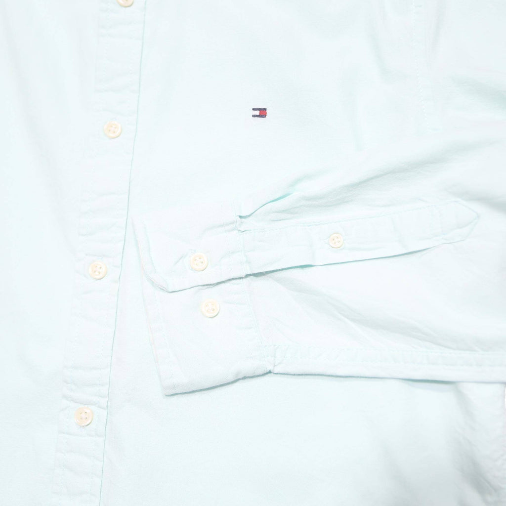 TOMMY HILFIGER Mens Light Blue Cotton Shirt M Classic Fit Button-Down Collar