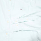 TOMMY HILFIGER Mens Light Blue Cotton Shirt M Classic Fit Button-Down Collar