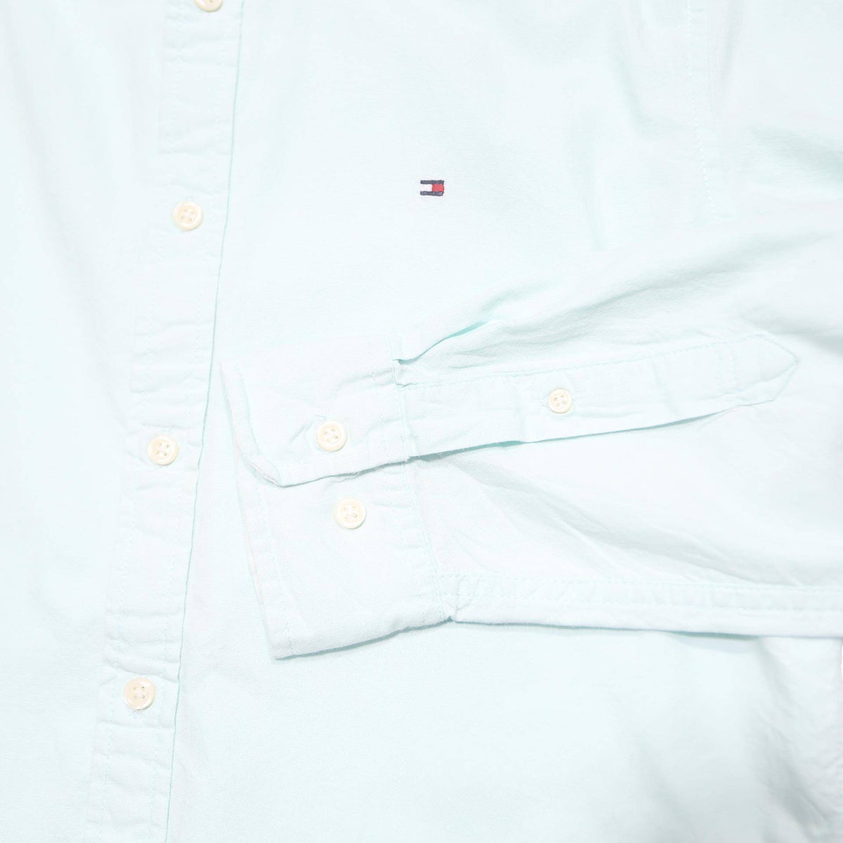 TOMMY HILFIGER Mens Light Blue Cotton Shirt M Classic Fit Button-Down Collar