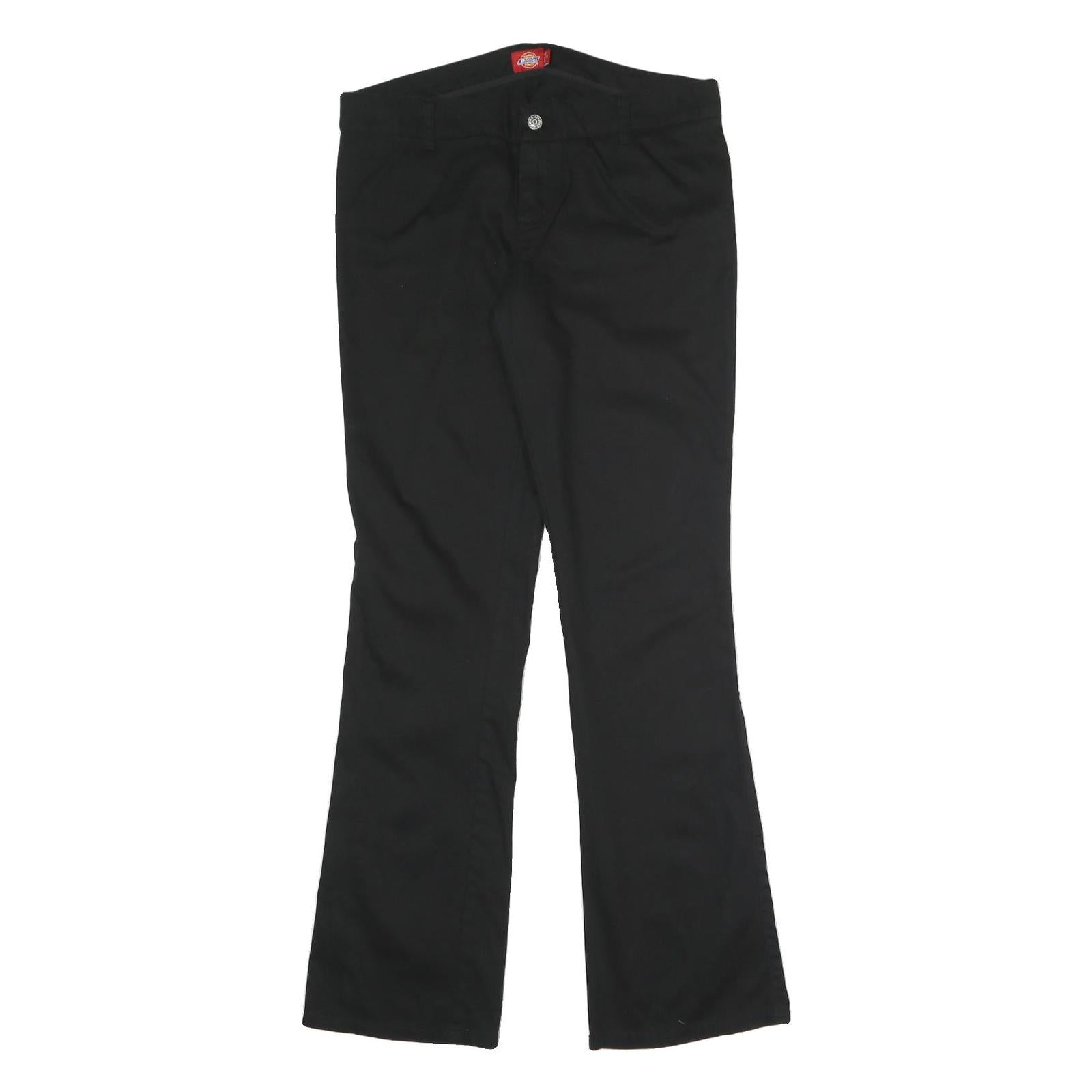DICKIES Womens Cotton Blend Black Regular Flared Trousers W32 L32 Workwear
