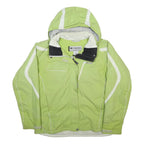 COLUMBIA Womens Green & White Outdoor Jacket XL Nylon Plain Hooded Zip