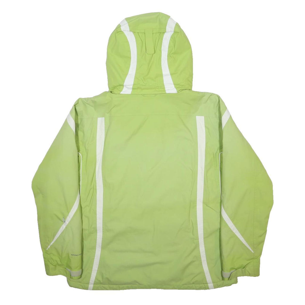 COLUMBIA Womens Green & White Outdoor Jacket XL Nylon Plain Hooded Zip