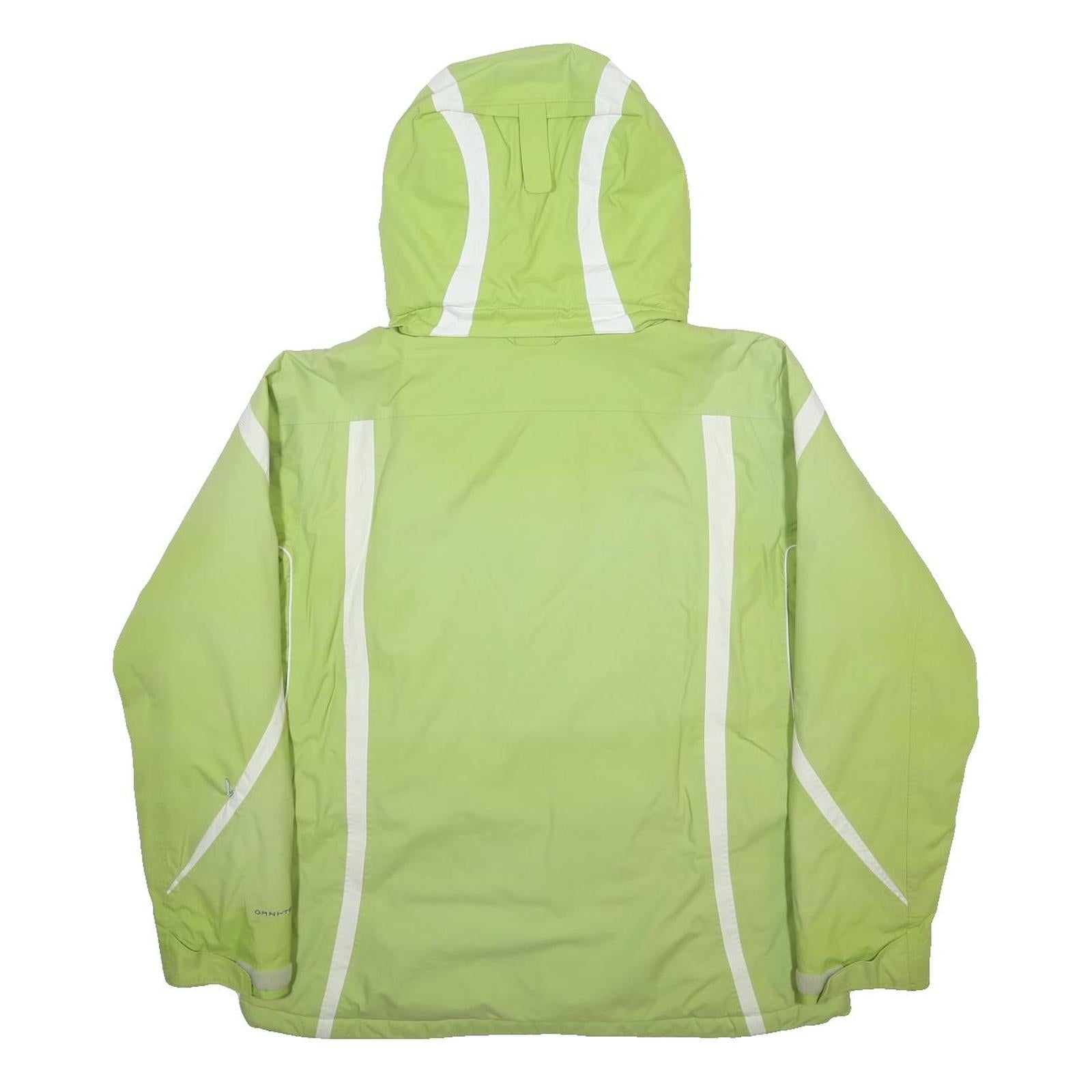 COLUMBIA Womens Green & White Outdoor Jacket XL Nylon Plain Hooded Zip