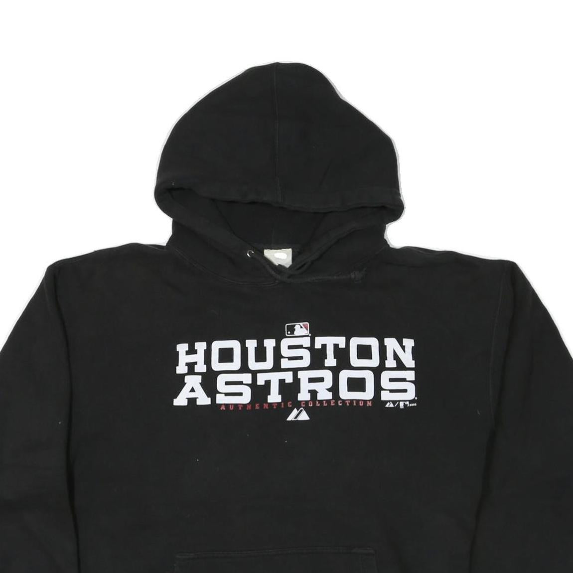 MAJESTIC Mens Black Houston Astros Pullover Hoodie M Cotton Blend Sportswear