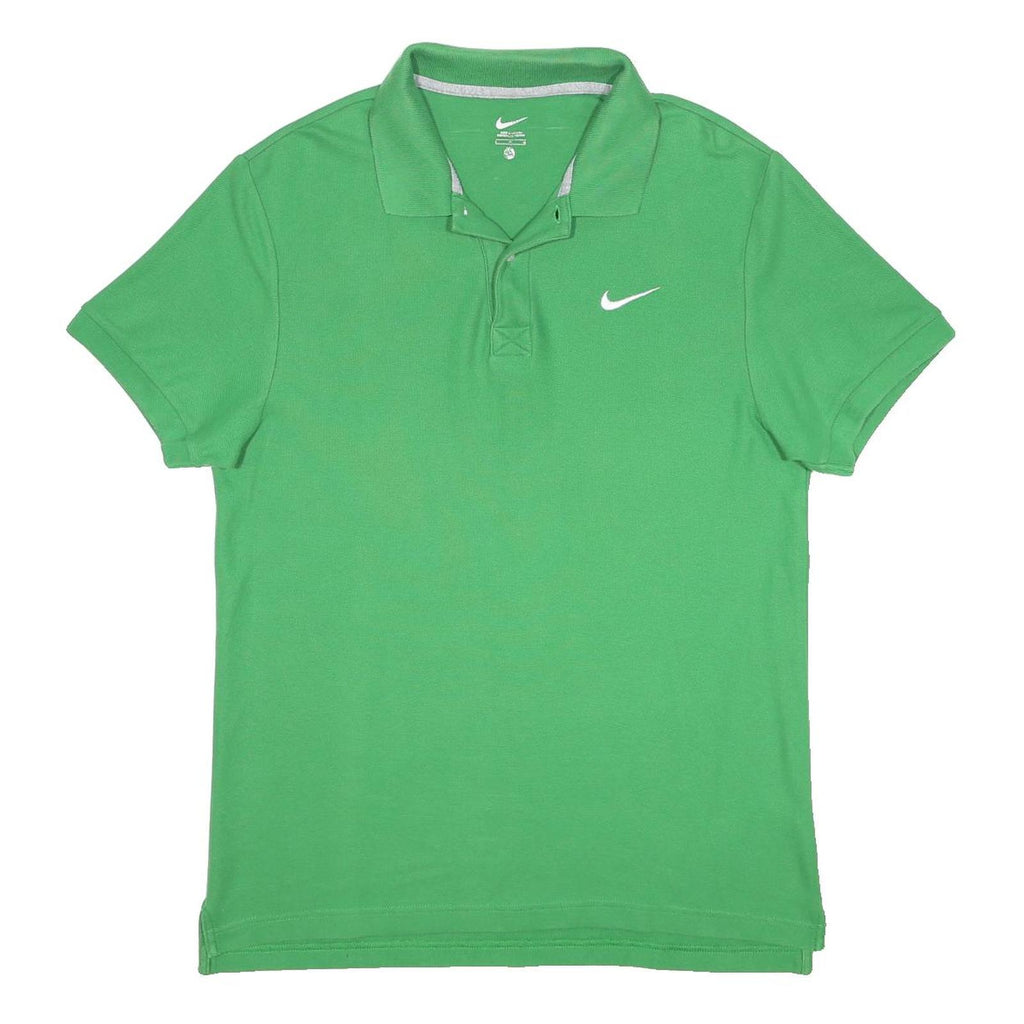 NIKE Mens Green Short Sleeve Plain Cotton Polo Shirt L Casual Sportswear