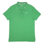 NIKE Mens Green Short Sleeve Plain Cotton Polo Shirt L Casual Sportswear