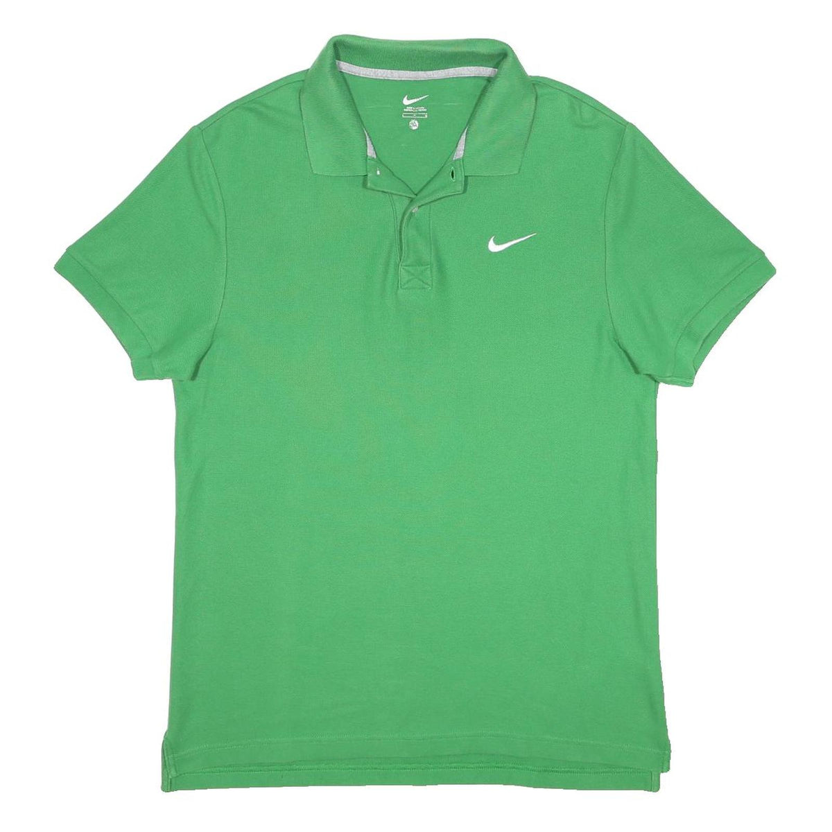 NIKE Mens Green Short Sleeve Plain Cotton Polo Shirt L Casual Sportswear