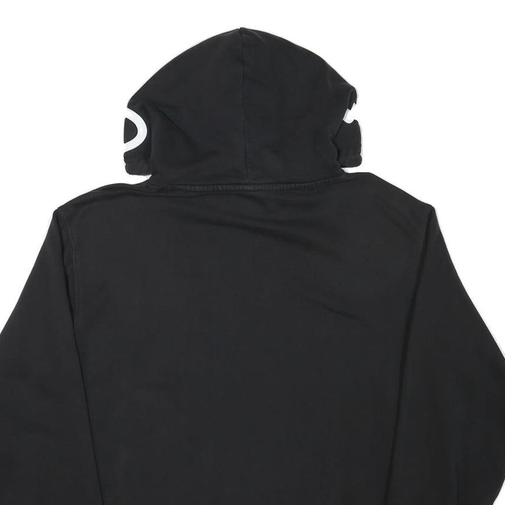 CHAMPION Mens Black Hoodie S Cotton Blend Pullover with Logo Print