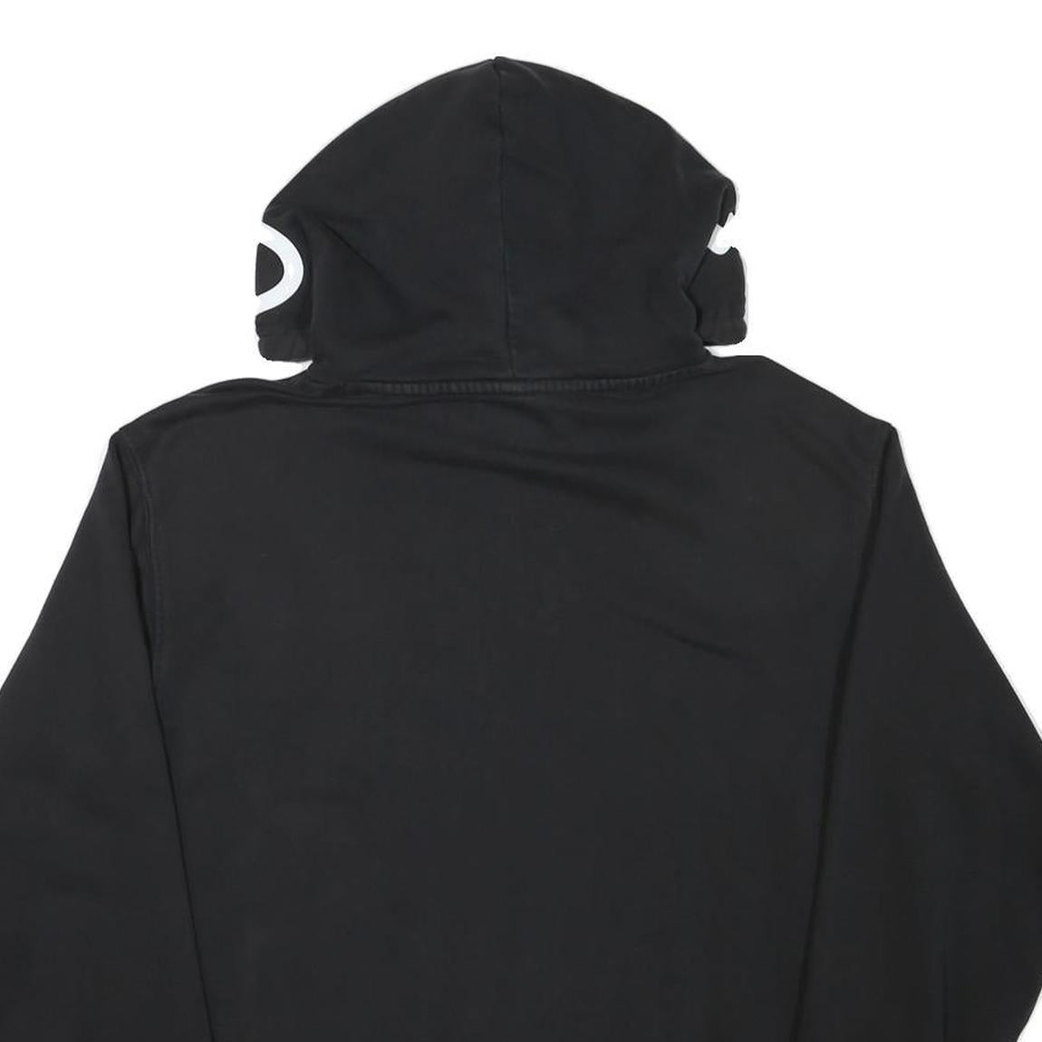 CHAMPION Mens Black Hoodie S Cotton Blend Pullover with Logo Print