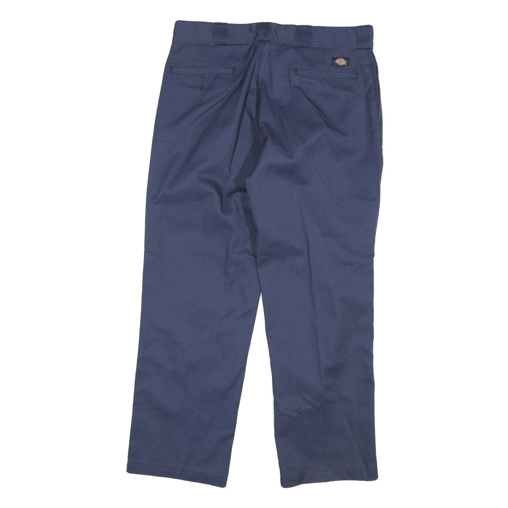 DICKIES Mens Cotton Blend Navy Regular Fit Straight Leg Trousers W34 L29