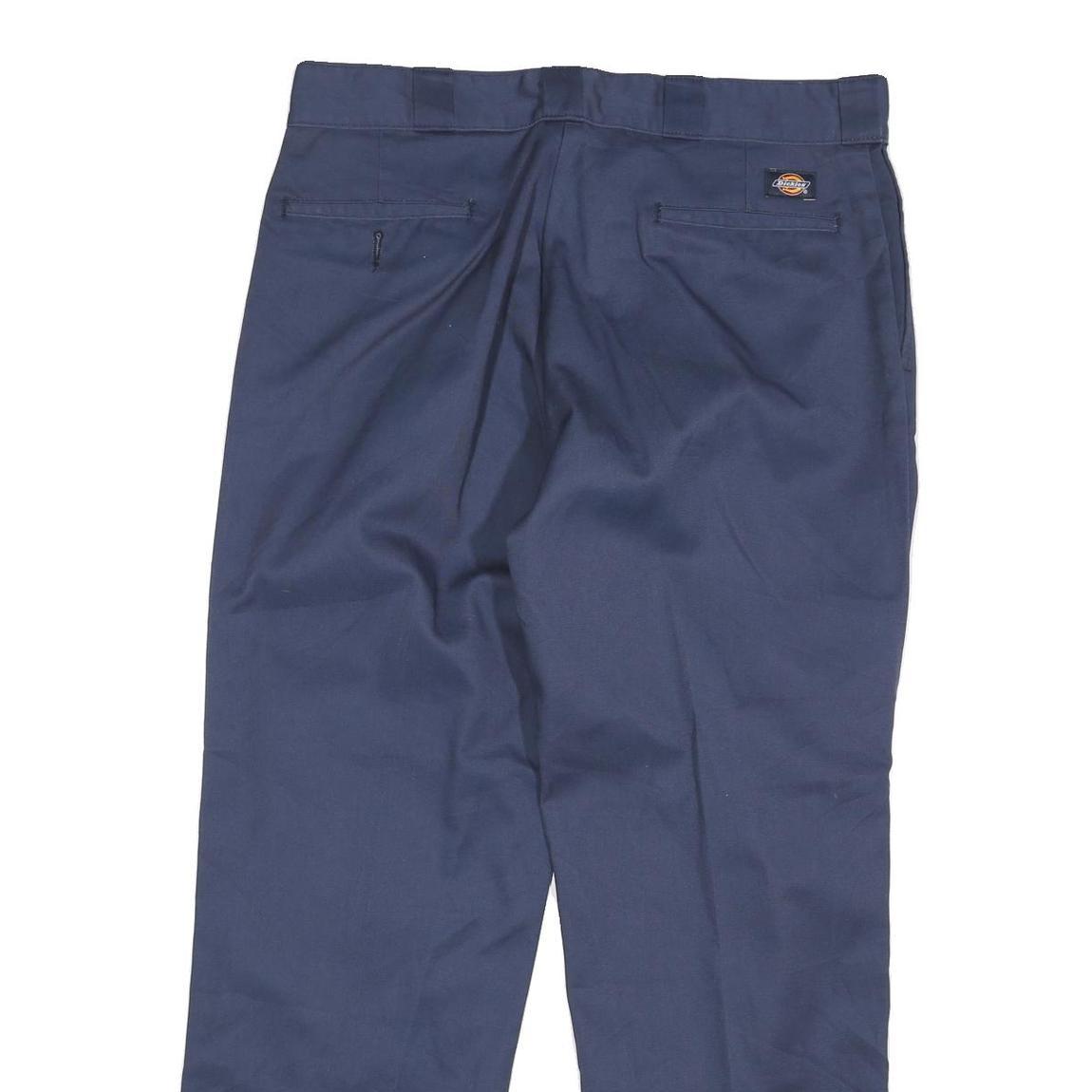 DICKIES Mens Cotton Blend Navy Regular Fit Straight Leg Trousers W34 L29