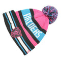 NFL Mens Pink Black Blue Raiders Beanie Acrylic Knitted Pom Pom Stripe