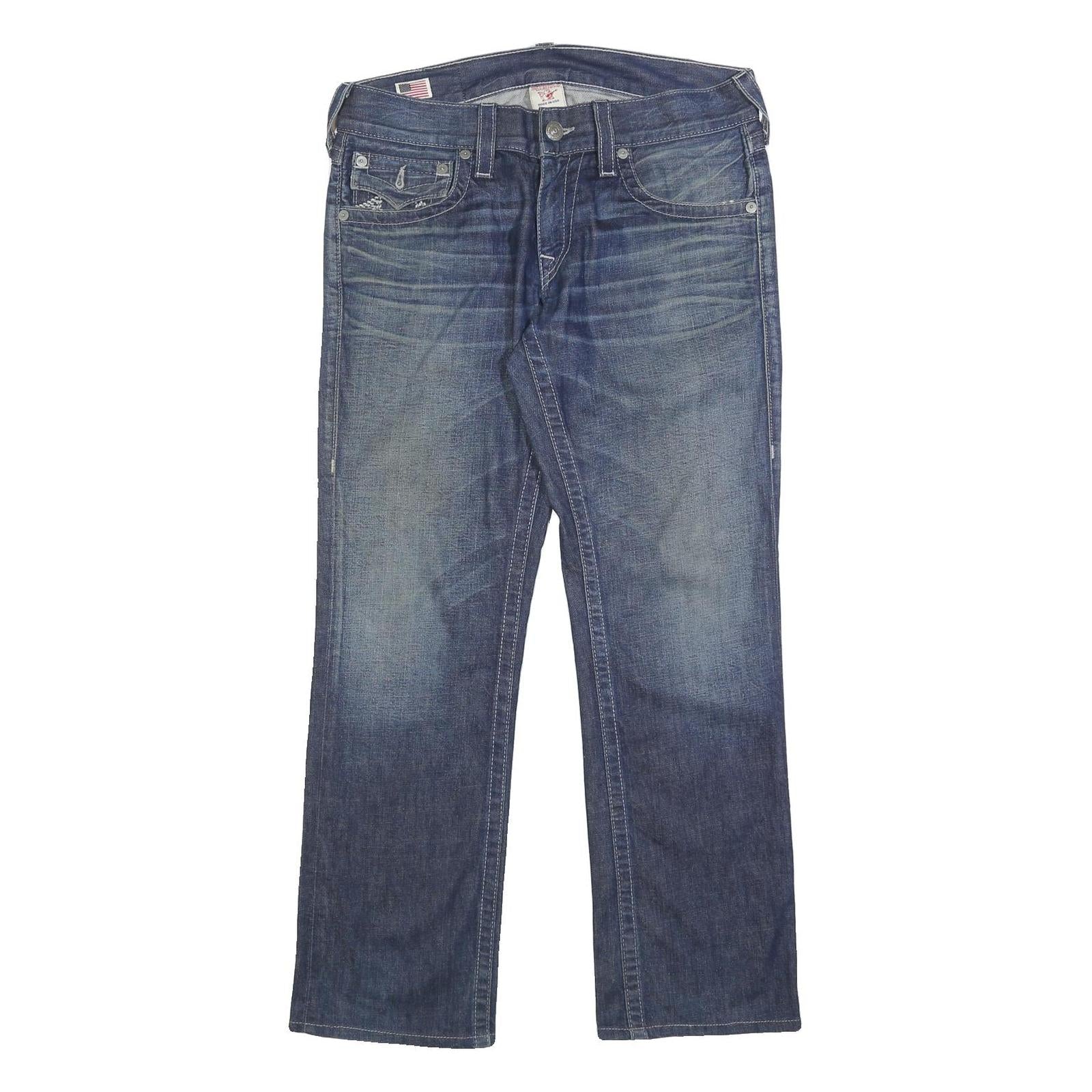 TRUE RELIGION Mens Blue Regular Fit Straight Leg Denim Medium W34 L30 Jeans