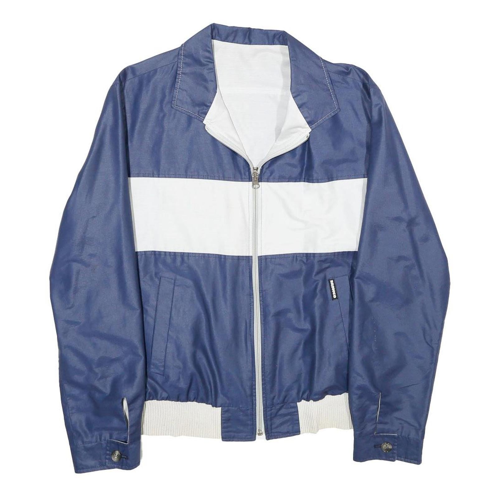BRONCO Mens Blue & White Track Jacket M Polyester Blend Zip Casual