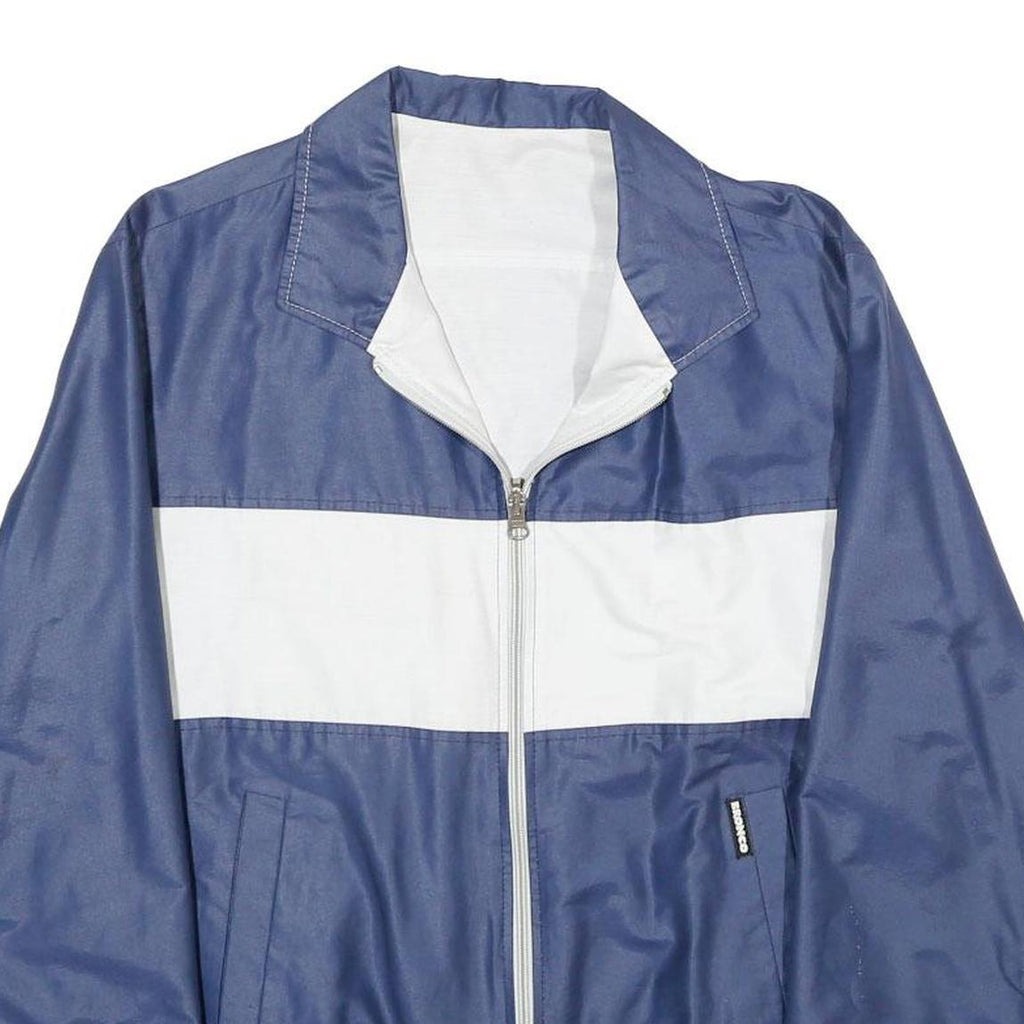 BRONCO Mens Blue & White Track Jacket M Polyester Blend Zip Casual