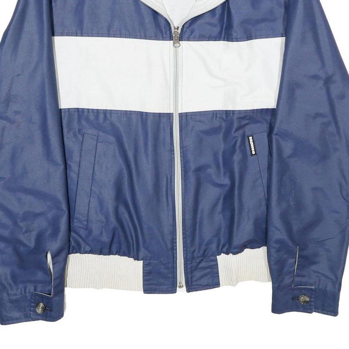 BRONCO Mens Blue & White Track Jacket M Polyester Blend Zip Casual