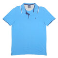 CHAMPION Mens Blue Short Sleeve Plain M Cotton Polo Shirt