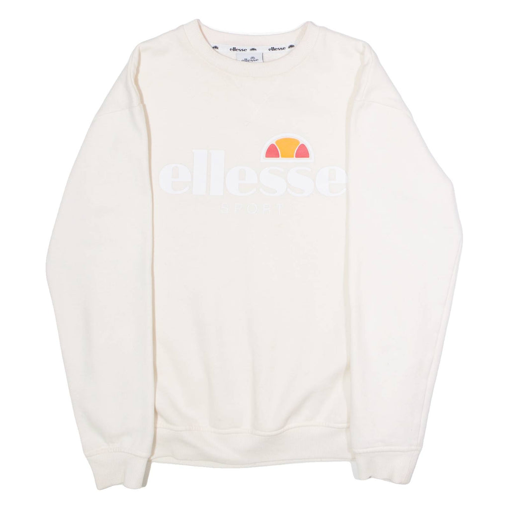 ELLESSE Womens Sweatshirt Cream Crew Neck UK 10
