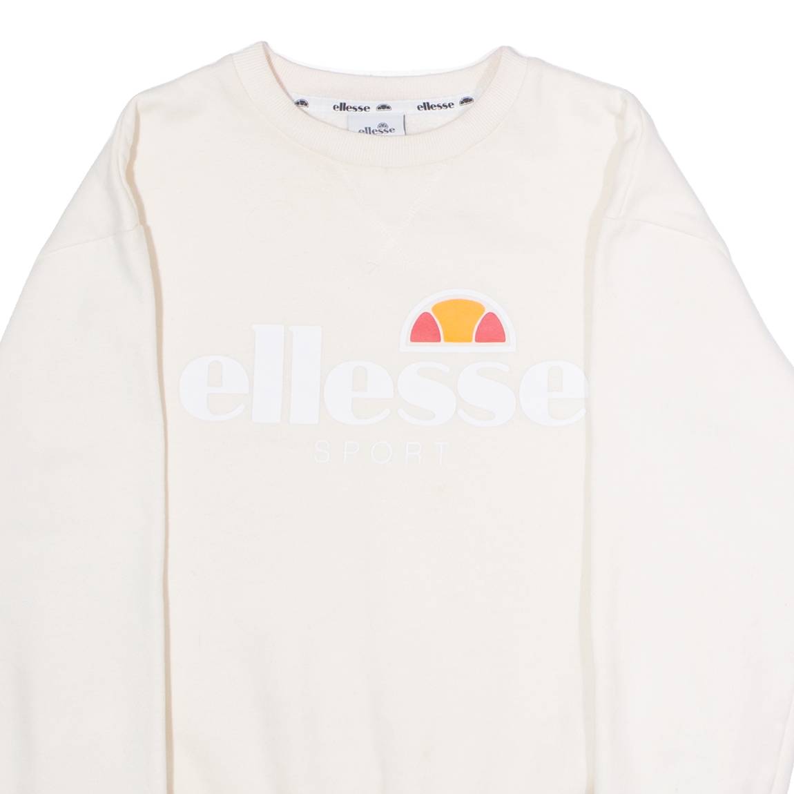 ELLESSE Womens Sweatshirt Cream Crew Neck UK 10