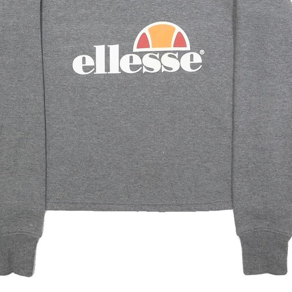 ELLESSE Womens Grey Sweatshirt Crew Neck S Cotton Blend Logo Printed Casual