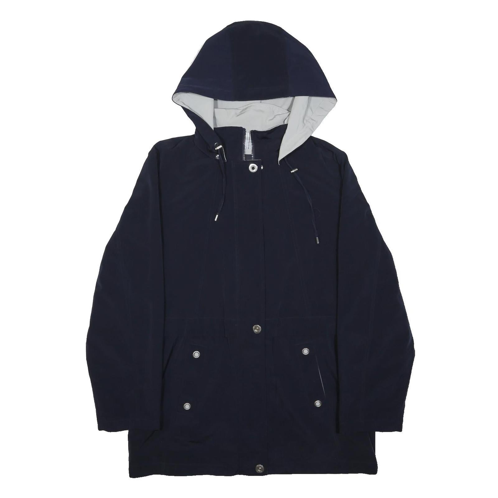 NAUTICA Womens Navy Blue Outdoor Jacket M Polyester Zip Hooded Plain