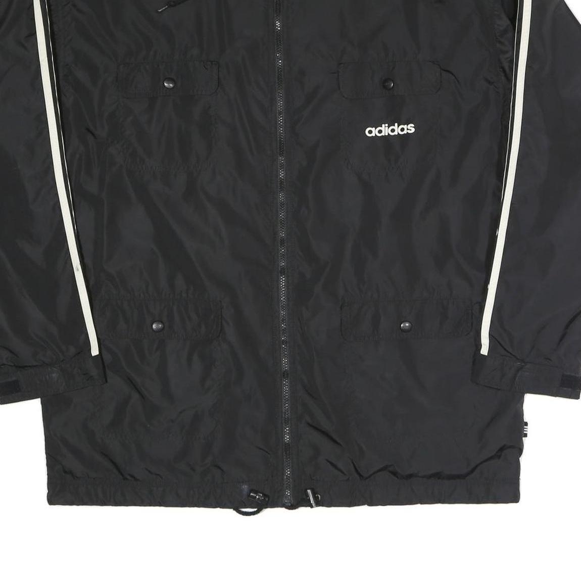 ADIDAS Mens Black & White Classic Zip Up Polyester Blend Track Jacket L
