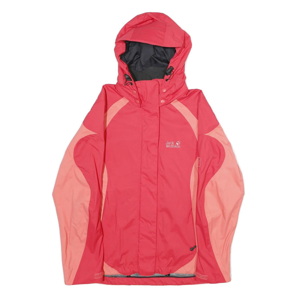JACK WOLFSKIN Womens Pink & Coral Outdoor Jacket M Polyamide Hooded Zip