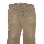DICKIES Mens Cotton Blend Beige Regular Fit Straight Leg Trousers W36 L30