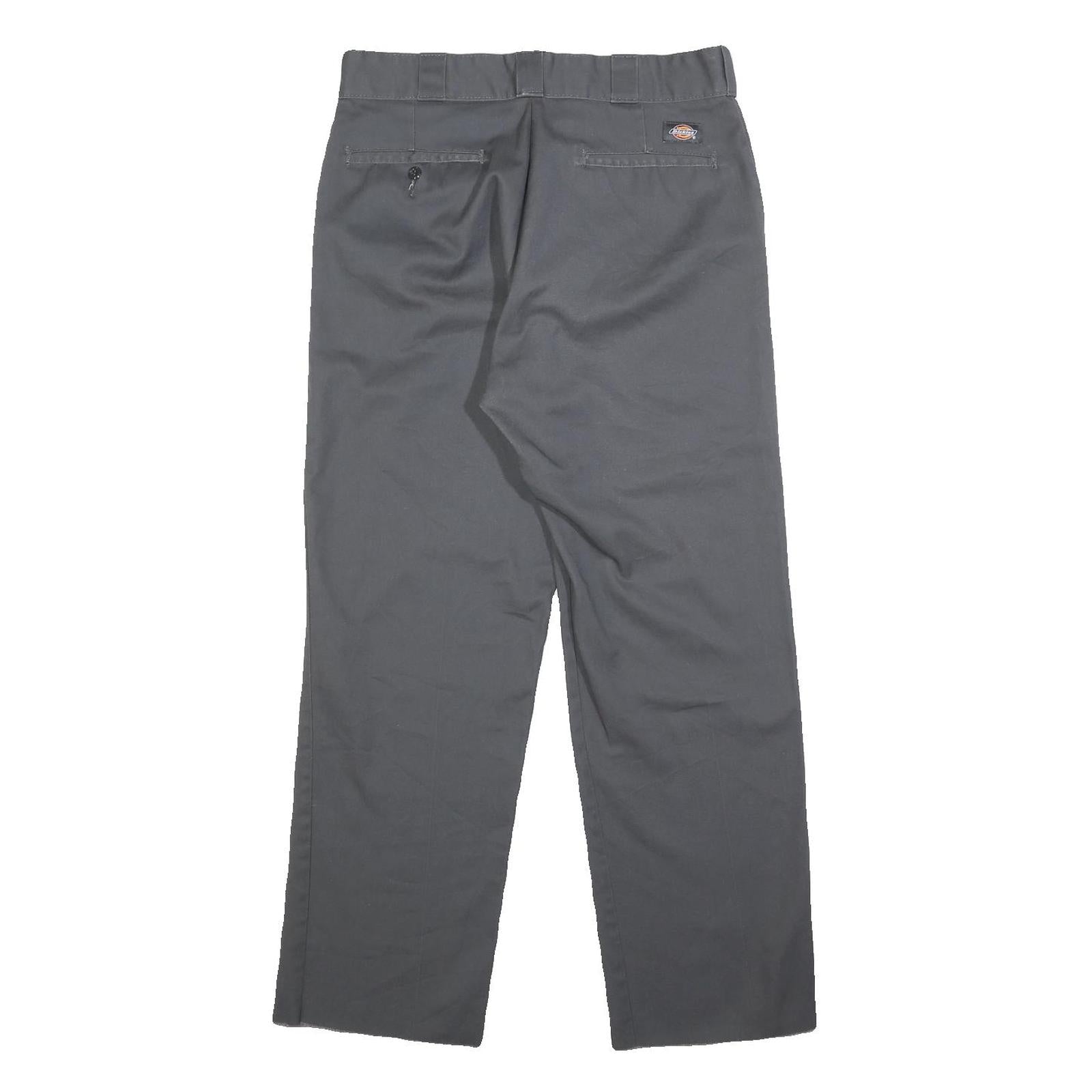 DICKIES Mens Cotton Blend Black Regular Straight Trousers W32 L29 Workwear Zip