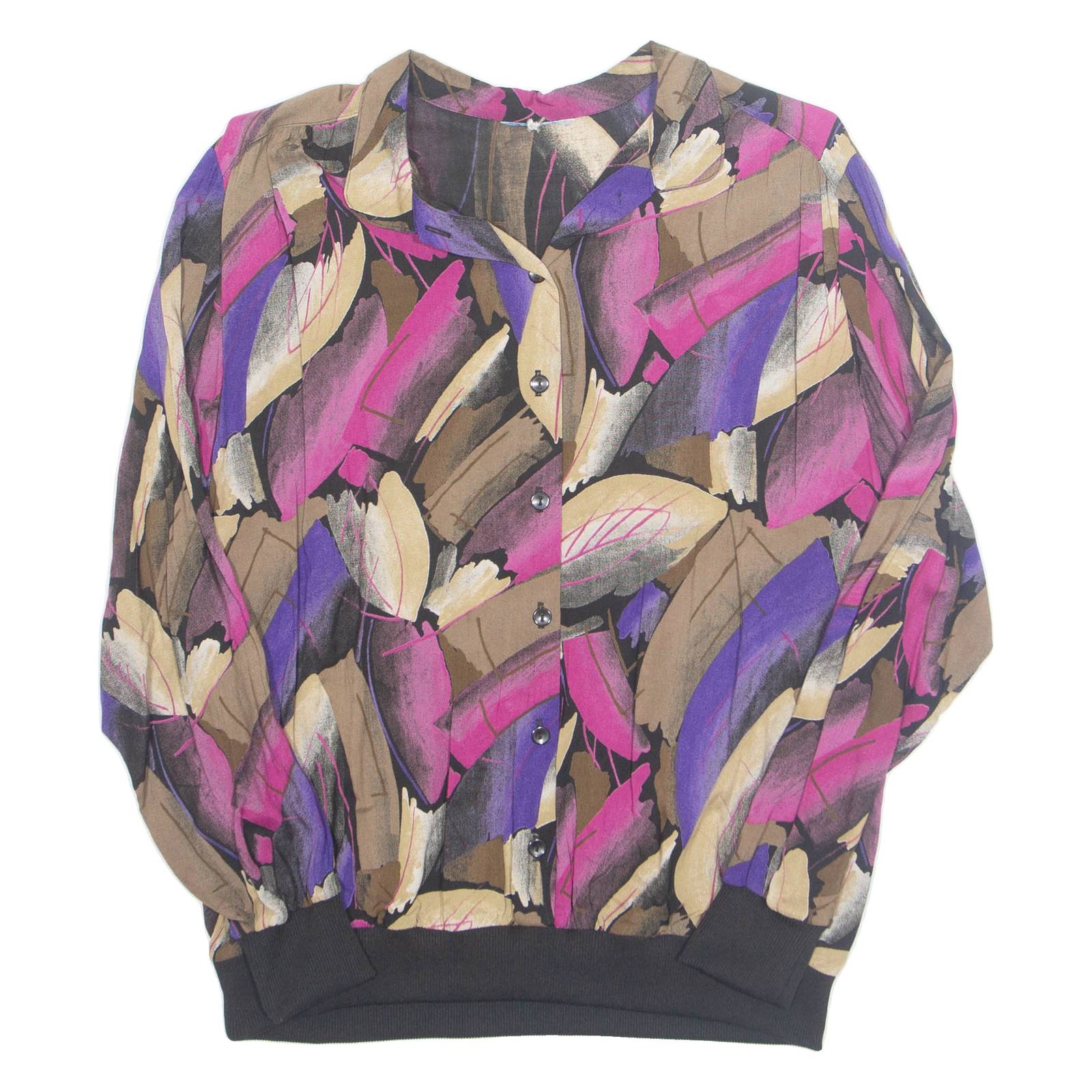 Womens Printed Blouse Purple Long Sleeve Crazy Pattern L