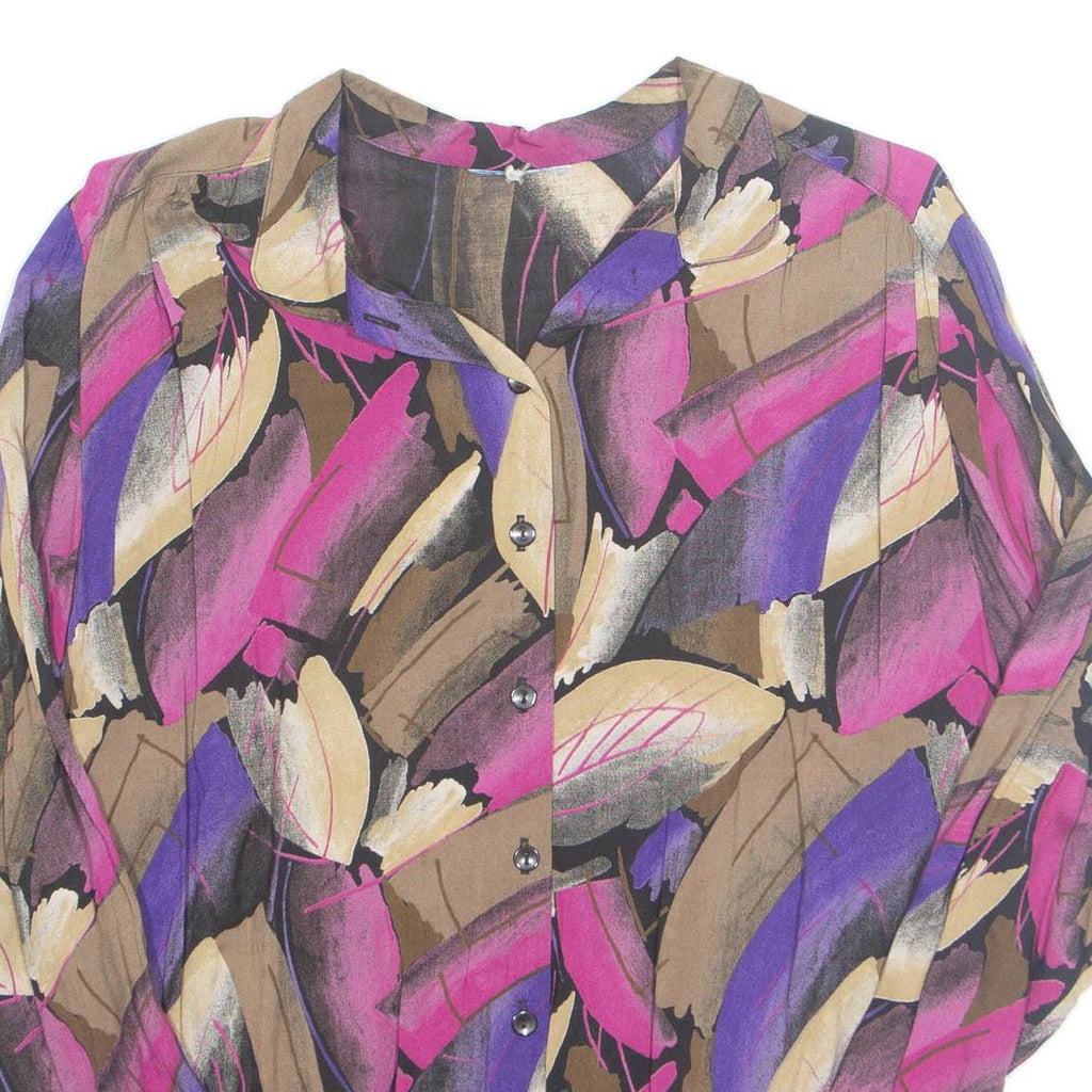 Womens Printed Blouse Purple Long Sleeve Crazy Pattern L