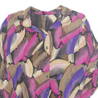 Womens Printed Blouse Purple Long Sleeve Crazy Pattern L