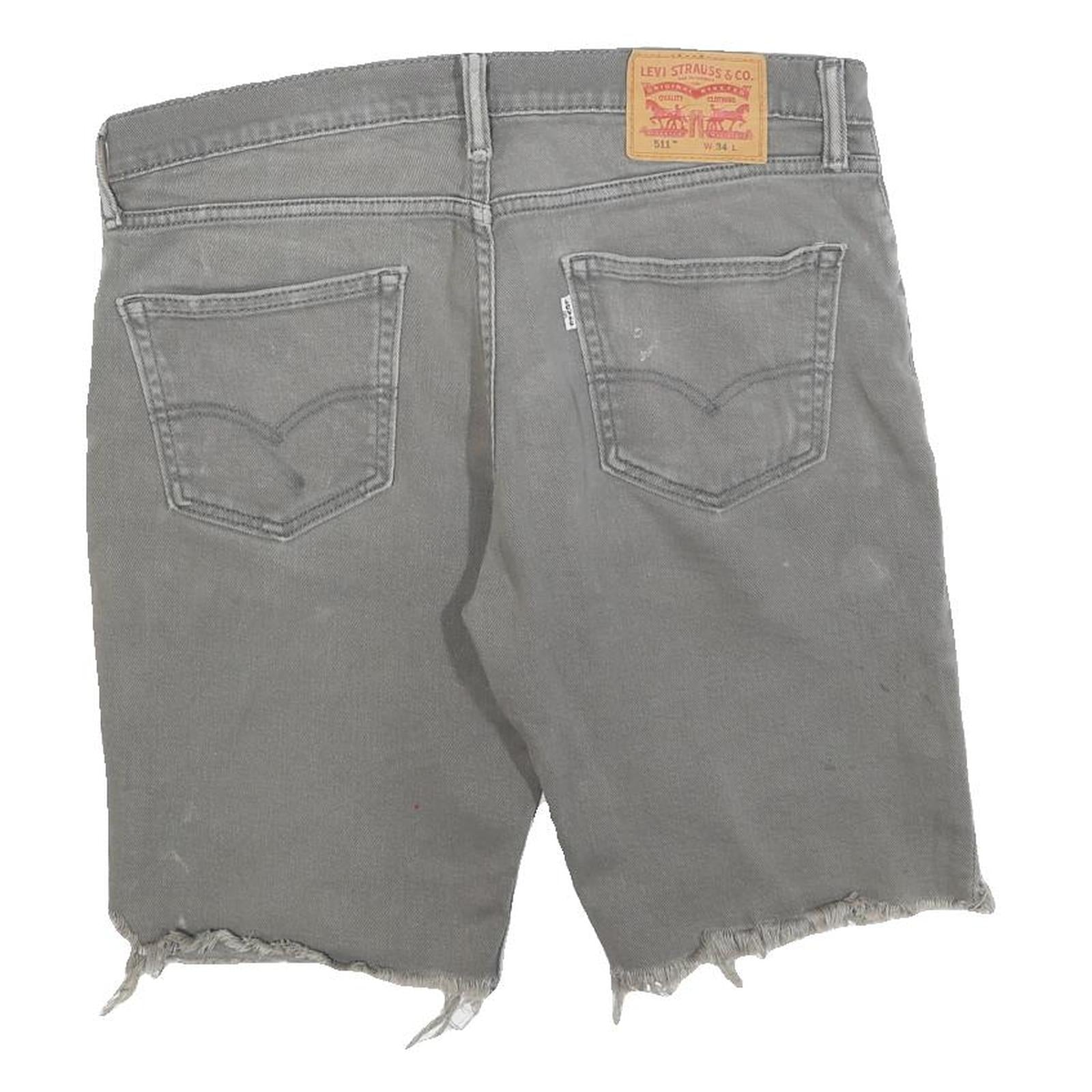 LEVI'S Mens Grey Cotton Blend Denim Cut-Off Shorts M W34 Casual Summer