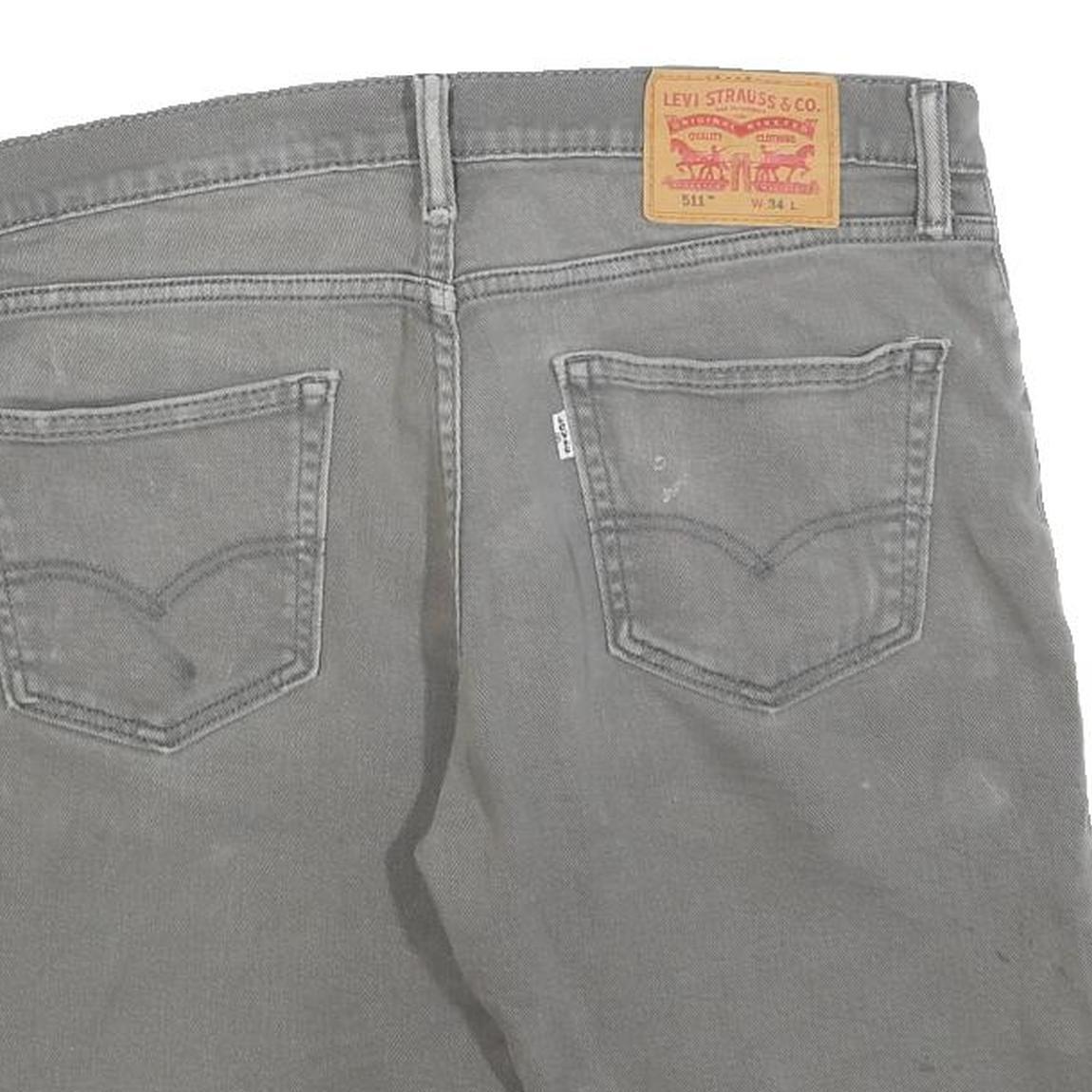 LEVI'S Mens Grey Cotton Blend Denim Cut-Off Shorts M W34 Casual Summer