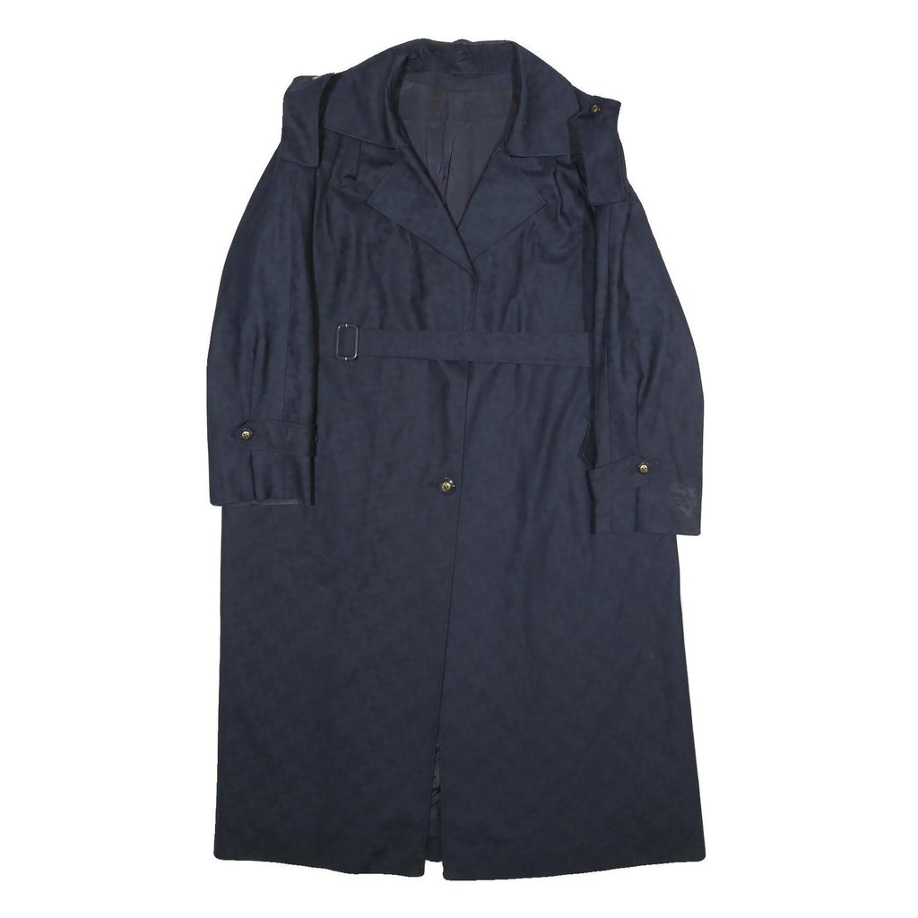 Womens Navy Blue Plain Acrylic Blend Button Jacket M Classic Regular Fit