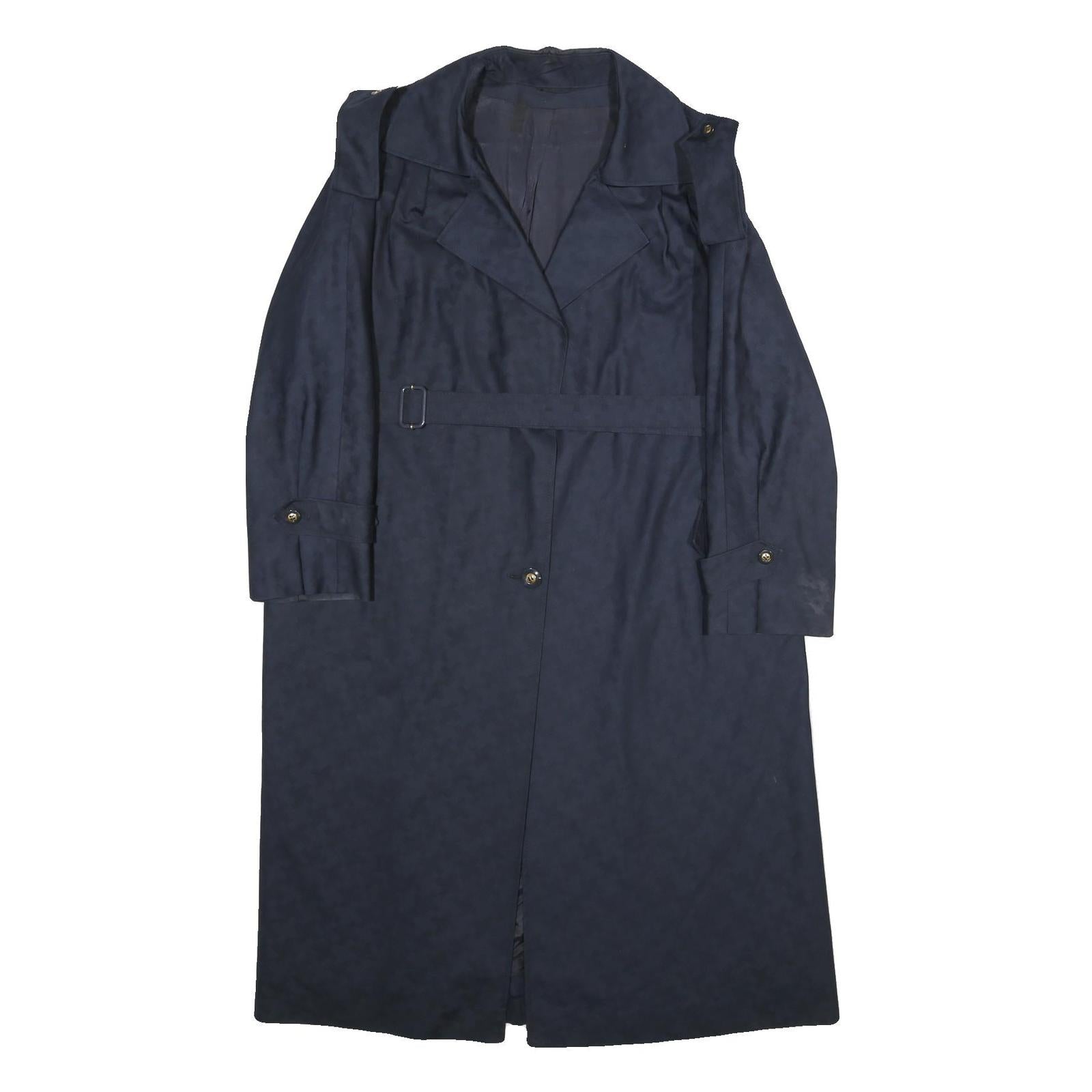 Womens Navy Blue Plain Acrylic Blend Button Jacket M Classic Regular Fit