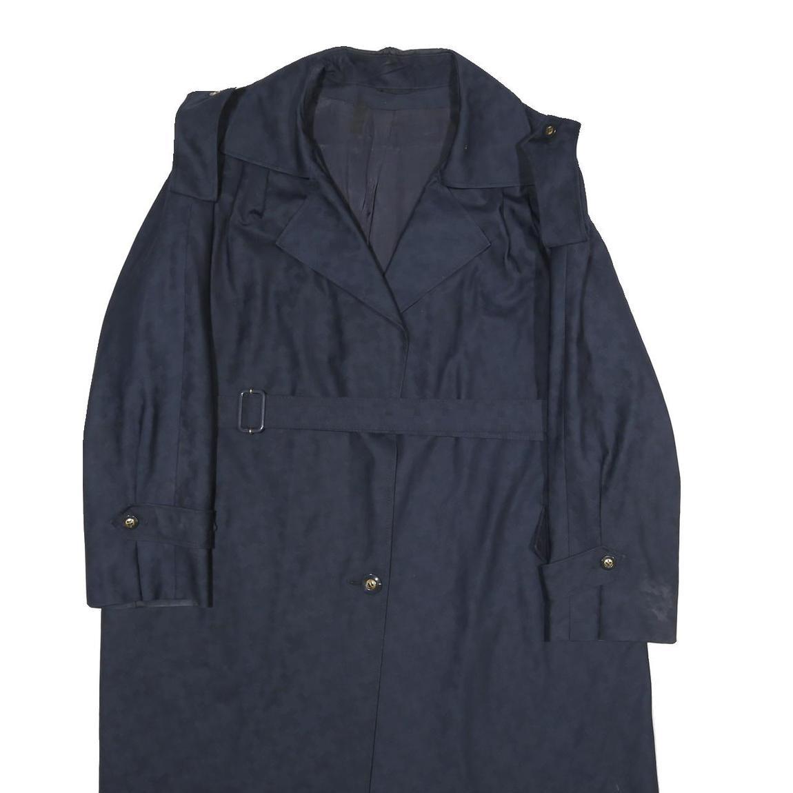 Womens Navy Blue Plain Acrylic Blend Button Jacket M Classic Regular Fit