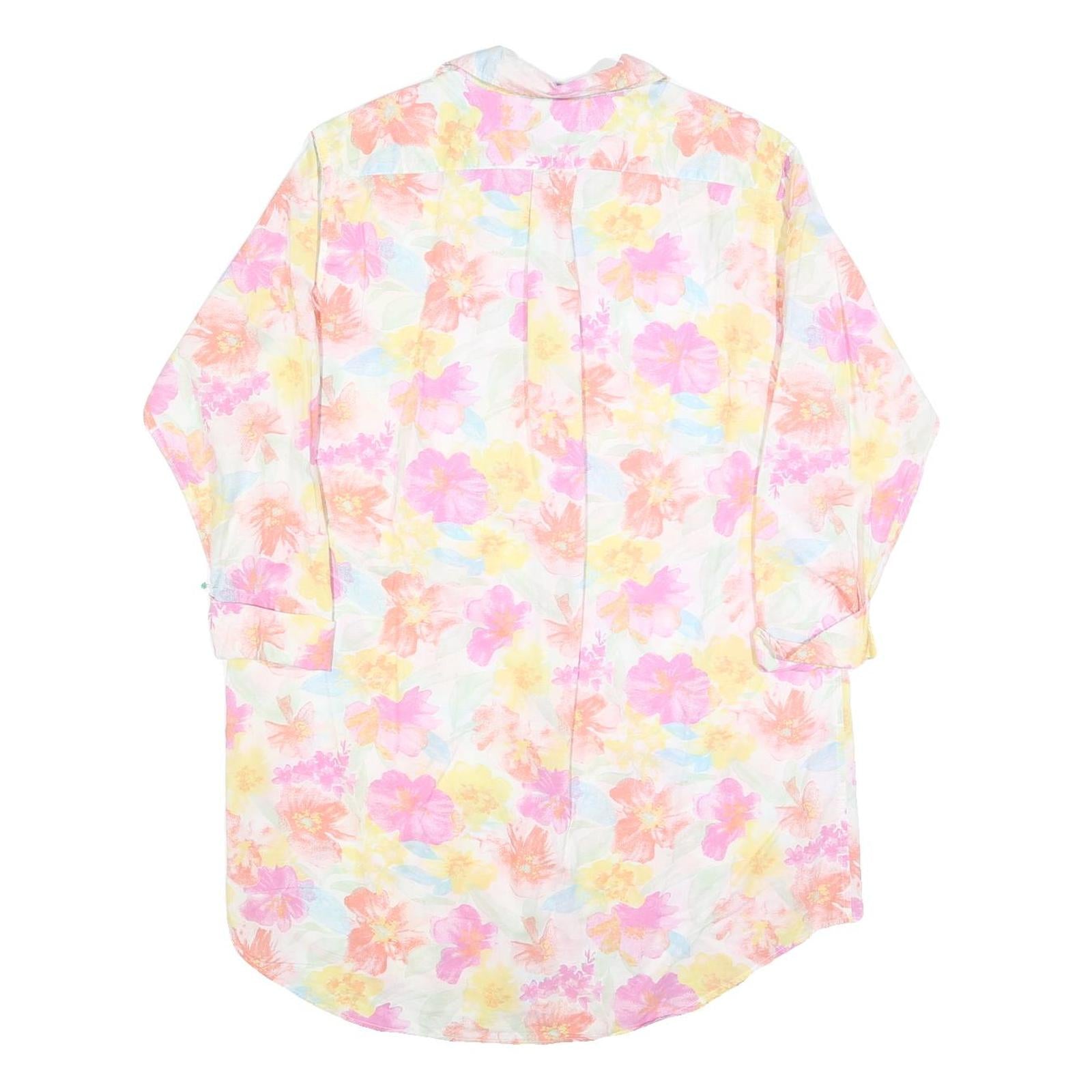 LAUREN RALPH LAUREN Womens Cream Floral Day Cotton Blend Shirt Dress M Casual