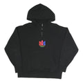 ADIDAS Womens Black Multi Colour Logo ¼ Zip Hoodie UK 6 Cotton Blend