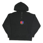 ADIDAS Womens Black Multi Colour Logo ¼ Zip Hoodie UK 6 Cotton Blend