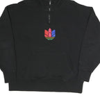 ADIDAS Womens Black Multi Colour Logo ¼ Zip Hoodie UK 6 Cotton Blend