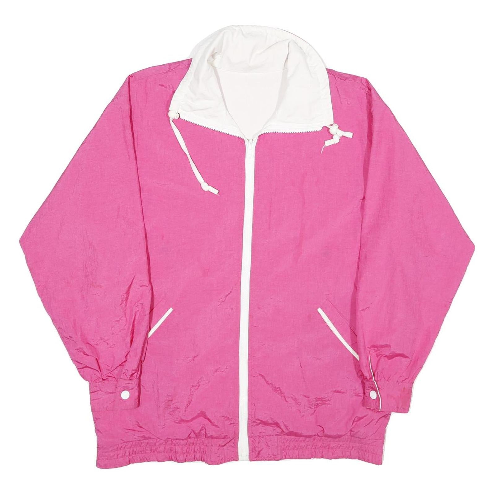 CABIN CREEK Womens Pink & White Zip Up Jacket M Polyester Blend Plain