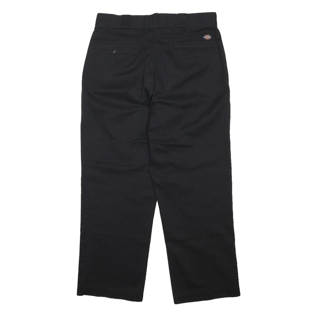 DICKIES Mens Cotton Blend Black Relaxed Straight Trousers W33 L27 Workwear Zip